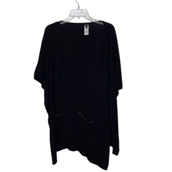 Talbots Black Knit Poncho Wrap Top Womens Size Large / Extra Large Relaxed Fit - Picture 1 of 6